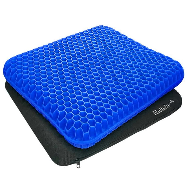 gel Seat cushion Extra Thick gel cushion Office Seat cushion with Non Slip cover Breathable chair Pads Honeycomb Design Absorbs Pressure Points for car Office chair Wheelchair Extra Thick Blue Walmart...