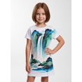thumbnail image 3 of Girls Skin-Friendly Charming Short Sleeve Dress Relaxed-Fit Crewneck Casual Sundress for Girls Age 5-13, 3 of 6