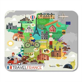 SIDONKU Culture France Travel Map French City Alps Paris Europe Mousepad Mouse Pad Mouse Mat 9x10 inch