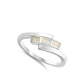 thumbnail image 4 of CHOOSE YOUR COLOR White Simulated Opal Double Shank Wave Twist Ring .925 Sterling Silver Band CZ Female Size 7, 4 of 4