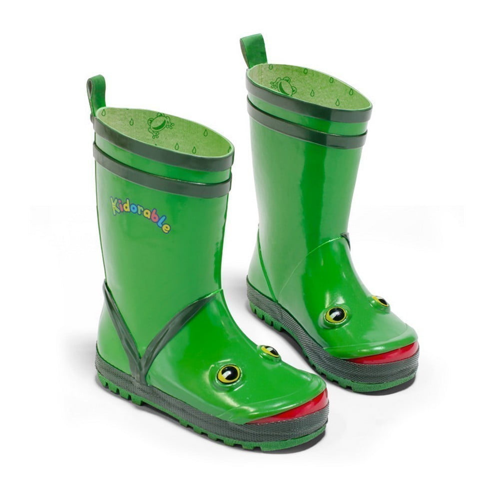 Big Kid Kidorable Dragon Knight Grey Natural Rubber Rain Boots With A Pull On Heel Tab 