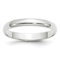 10k White Gold 3mm Lightweight Half Round Wedding Band Size 7.5 1WHRL030
