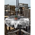 thumbnail image 2 of Outdoor Tablecloth with Umbrella Hole for Patio/Picnic/Party/Camping, Ocean Starfish Waterproof Table Cloth Round Cover Washable, Vintage Abstract Coastal Tie-dye Art Deep Gray (Dia 60"), 2 of 9