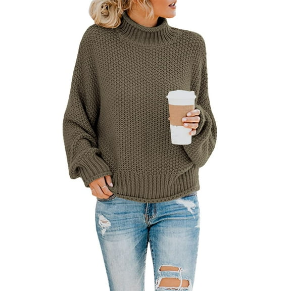 Sherrylily Fall Women Turtleneck Sweaters Batwing Pullover Winter Loose Knit Jumper