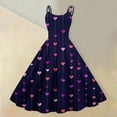 thumbnail image 2 of LWavelet 2026 Valentine's Day Outfit Must-Have Dress, Spaghetti Strap Heart Print Flared Swing Skirt Sundress Dark Blue 2XL, 2 of 4