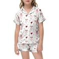 thumbnail image 5 of Tfken Summer Girls Outfit Sets Bowknot Print Short Sleeve Lapel Neck Tops With Button And Shorts Set Casual Sleepwear Children Soft Outfit Red Size 8-9 Years, 5 of 5