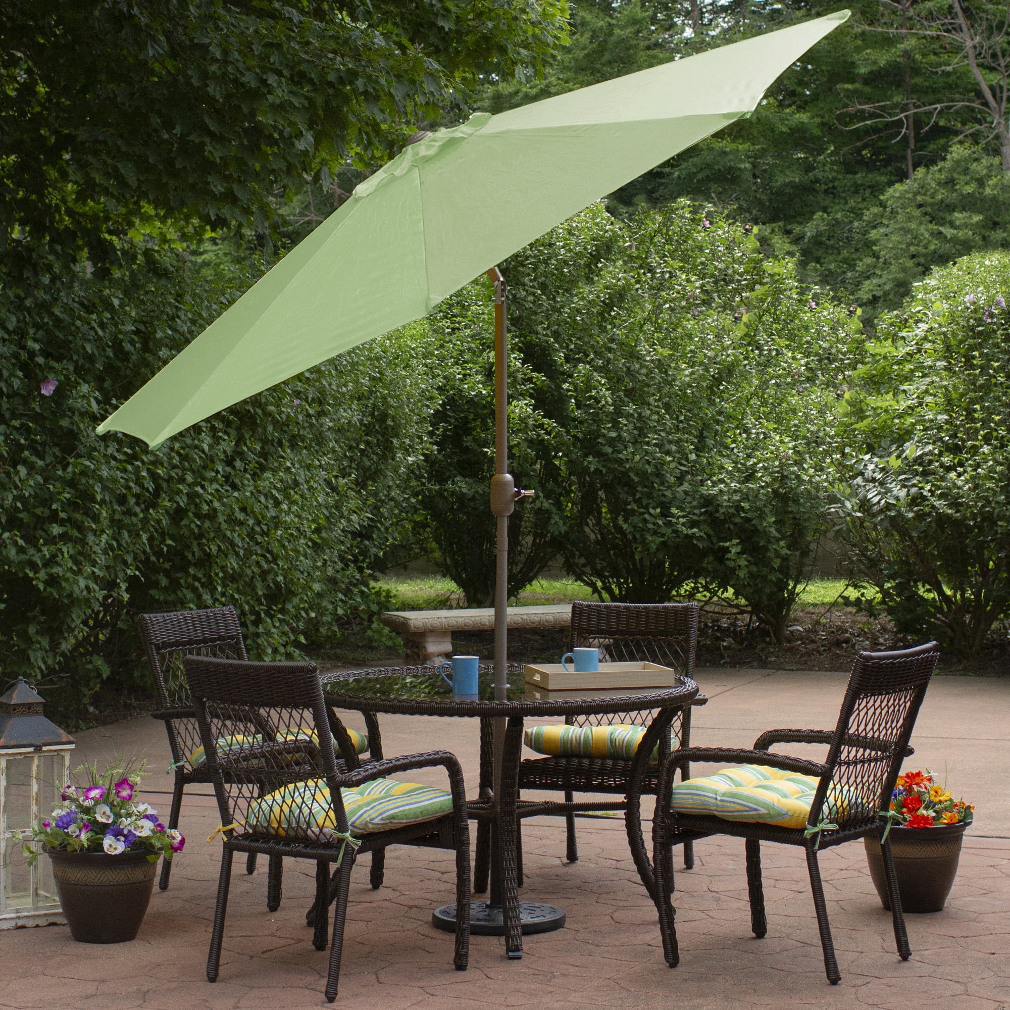 Northlight Outdoor Patio Market Umbrella with Hand Crank and Tilt - 9' - Sage Green