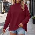 thumbnail image 6 of Horkkom Mock Neck Sweatshirt Oversized Casual Pullover Tops Daily Solid Color Fall Winter Sweatshirts Side Slit M, Gifts for Women, 6 of 8