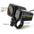 thumbnail image 1 of USB Socket Motorcycle Handlebar & Rear Mirror Waterproof Fast Charger Phone Power Adapter Digital Voltmeter Thermometer, 1 of 5