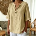 thumbnail image 4 of Bixock Maternity Tops for Women Short Sleeve Button Front Pregnant Tops Crew Neck Maternity Shirts Soft Breathable Maternity Blouse Comfortable Maternity Clothings, 4 of 5