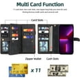 thumbnail image 2 of Compatible with iPhone 14 Pro Wallet Case,2 in 1 Detachable Magnetic Wallet Case with Card Holder,Zipper,Pouch Pocket Flip Cover Case with Wrist Strap,Card Slots for iPhone 14 Pro Black, 2 of 14