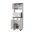 thumbnail image 5 of Cterwk 1 Drawer Kitchen Pantry Cabinet with Open Shelf, White + Dark Brown, 5 of 6