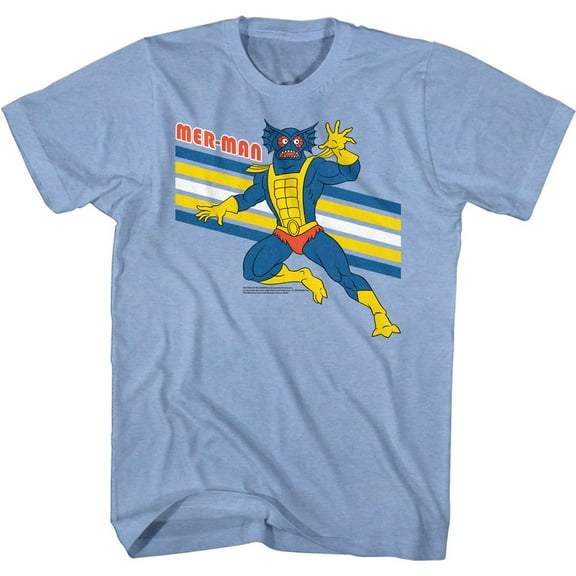Masters of the Universe Mer Man Light Blue Heather Adult T-Shirt