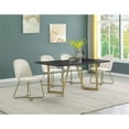 thumbnail image 3 of 5pc Black Wood Top Dining Set with Cream Velvet Chairs and Gold Base, 3 of 5