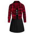 thumbnail image 1 of Conjunto Top a Cuadros Abertura Frontal Talla Extra Rosegal Mangas largas de talla grande, 1 of 5