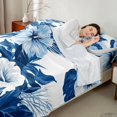 thumbnail image 4 of Manfei Boho Flowers King Sheets 4pcs,Hawaiian Tropical Botanical Bedding,1 Flat Sheet,1 Fitted Sheet and 2 Pillowcases, 4 of 6