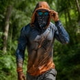 thumbnail image 4 of Mens UPF 50+ Sun Protection Shirts Hoodie with Mask Quick Dry Long Sleeve Print Lightweight Fishing Shirt Hiking Top Orange 2 L, 4 of 6