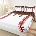 thumbnail image 4 of Castle Fairy Brown Ice Cream Drip Bed Sheets 4-Piece, Sport Baseball Full Size Sheets,1 Fitted Sheet, 1 Flat Sheet and 2 Pillowcases, 4 of 6