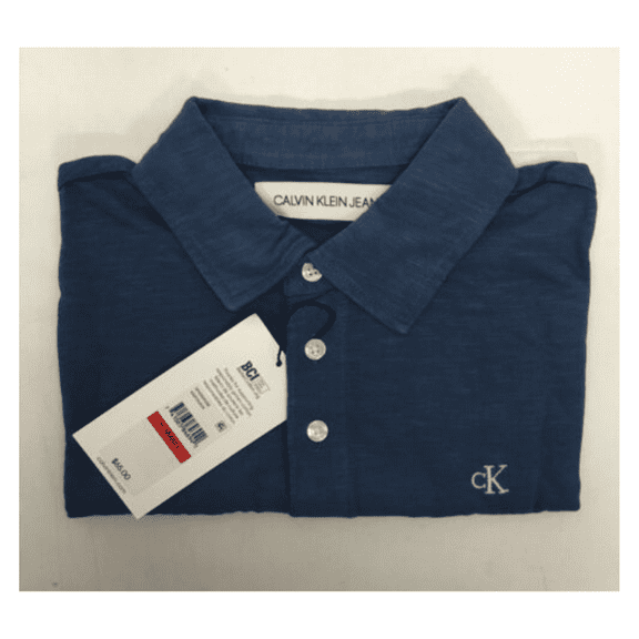 Calvin Klein Men's Short Sleeve Slub Cotton Monogram Logo Polo Shirt, XS
