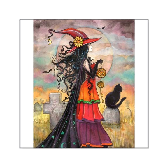 CafePress - Witch Way Halloween Witch Art - Square Sticker 3" x 3"