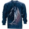 Blue Cotton Patriotic Horse Head Adult Long Sleeve T-Shirt NEW