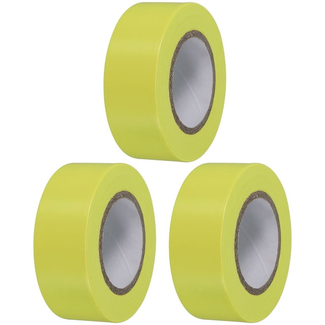 Cinta de Marcado Neón No Adhesiva de 1"x98' para Límites de Encuesta de Árboles, Amarillo 3 Paquete