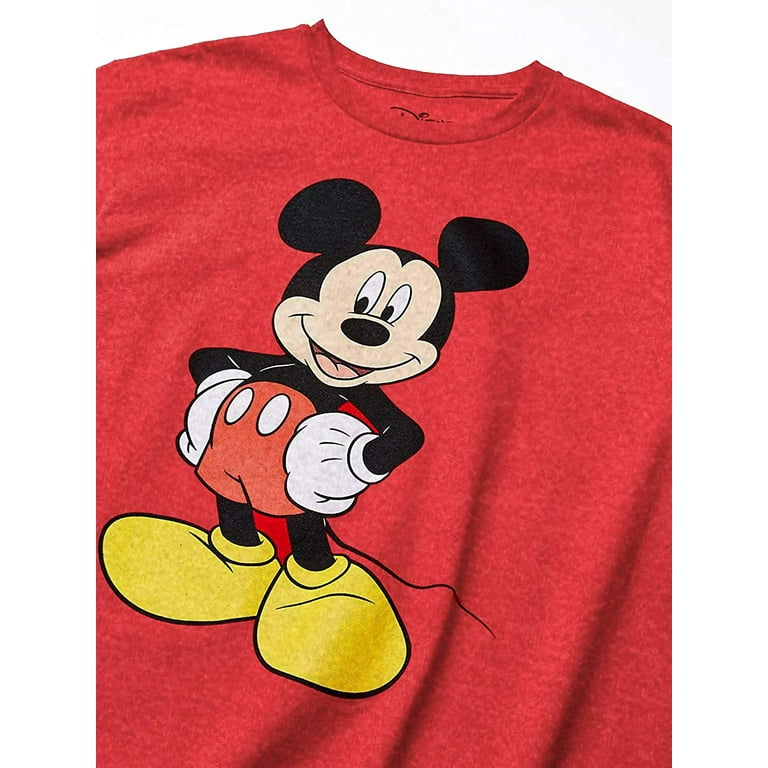 Men s Mickey Mouse Vintage Black And White Distressed Character T Shirt Red
