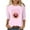 Pink-Pink, variant on Nfurl Women Ribbon Breast Cancer Graphic Tees Shirts Plus Size Elegant Flower Printed Tshirts Loose Fit 3/4 Sleeve Cancers Awareness T Shirts Pink M