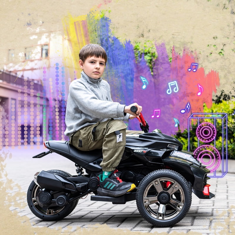 RCB 12V Electric Ride-On,Dual Motors,Music,Up to 5 mph,3 Wheel ATV Style for Kids Ages 3+,Red