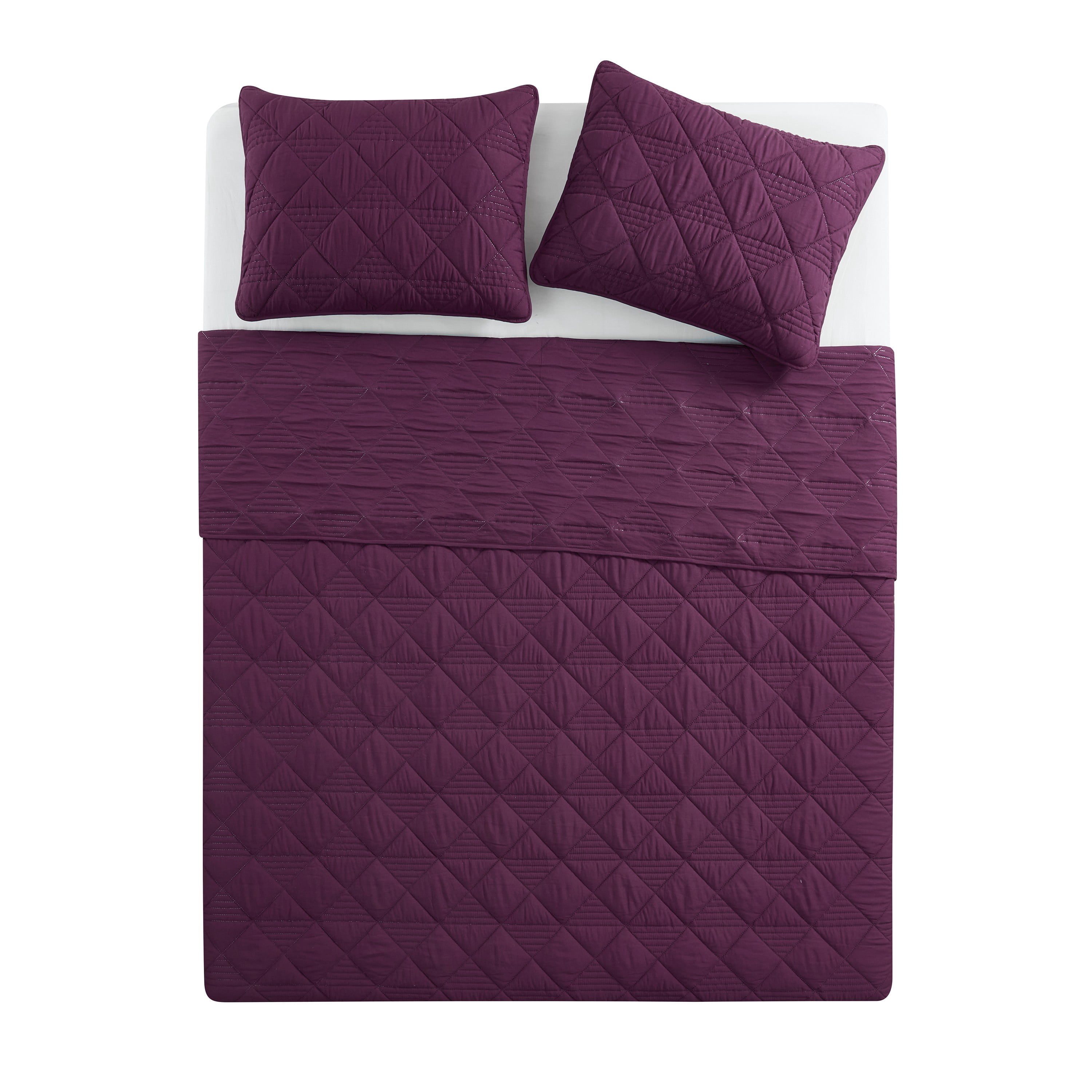 VCNY Home Lucy 3-Piece Burgundy Diamond Pinsonic Quilt Set, Full/Queen, Adult, Unisex