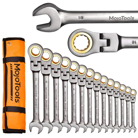Juego de llaves MoJoTools de 23 piezas, cabeza flexible, métricas de 8 a 24 mm