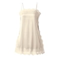 thumbnail image 5 of OOOUM Women Lace Thin Spaghetti Strap Camisole Tunic Tank Top Loose Flow Satin Sleeveless Shirt Summer Lounge Sleep Daily Layering Blouse Light Yellow M, 5 of 5