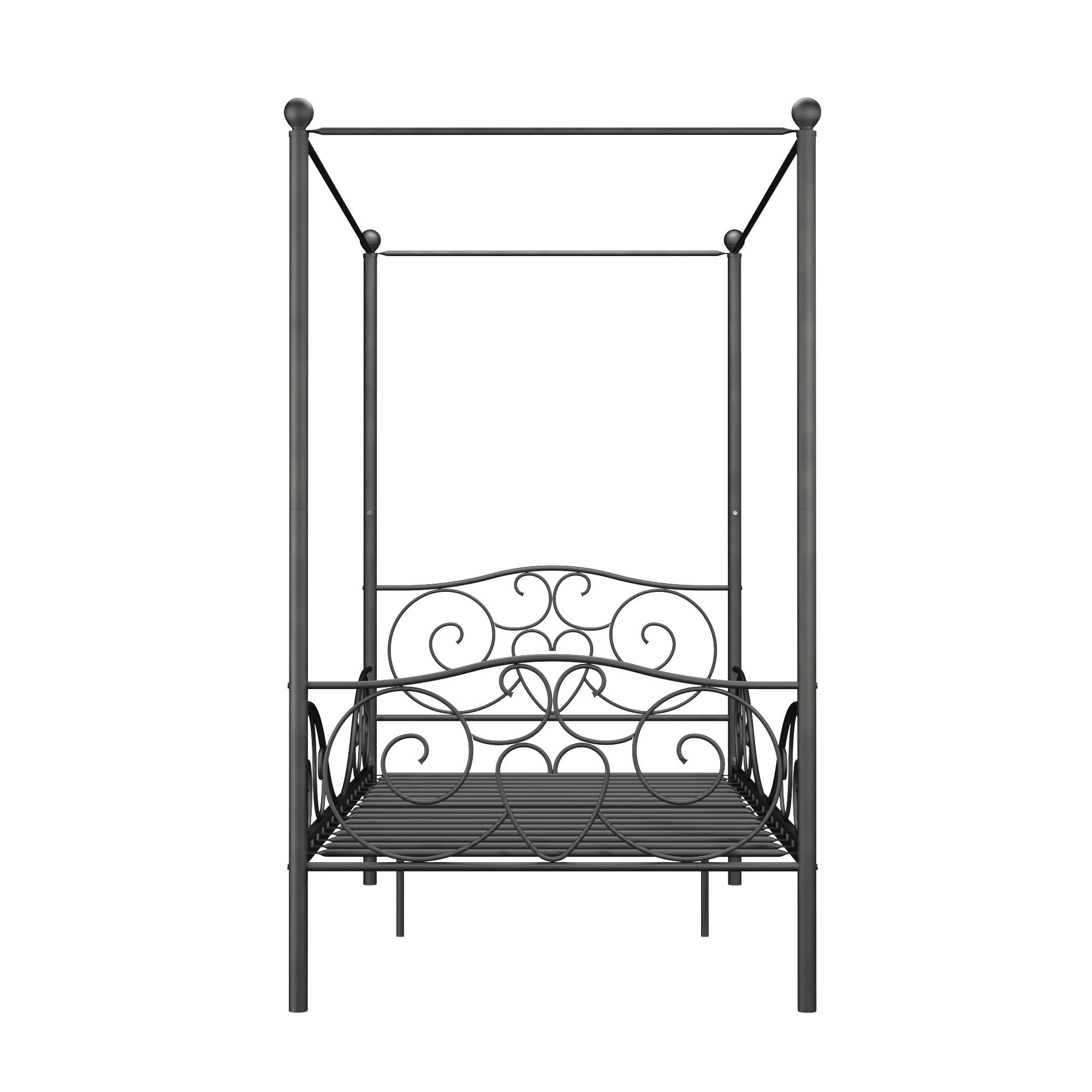 DHP Canopy Metal Bed, Twin, Pewter