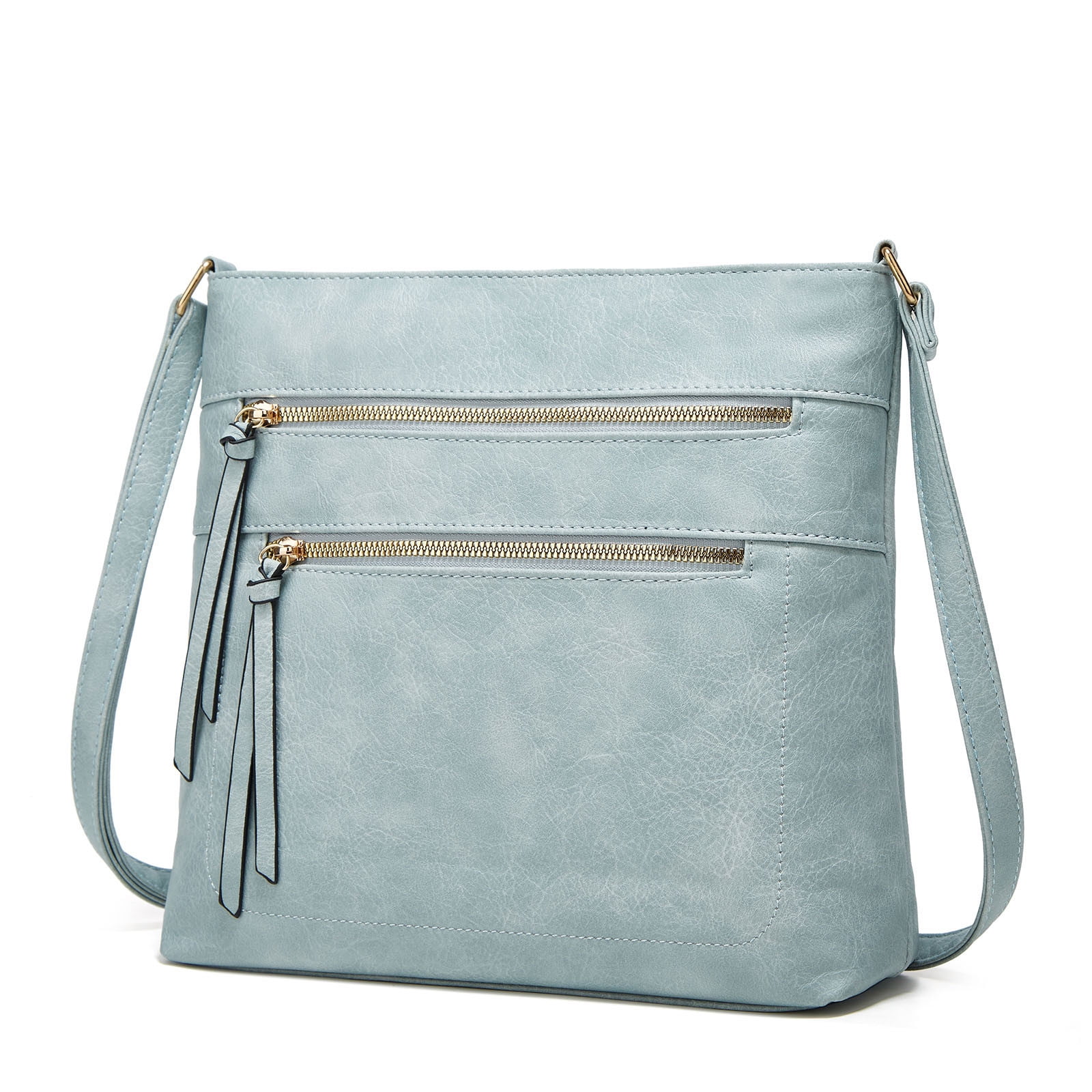 Mepaouo Vegan Leather Crossbody Bags for Women Shoulder Handbag Purse with Zipper Pockets(Blue)