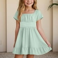 thumbnail image 2 of Wxirdiow Girls Sundress Tween Girl Summer Dress Ruffle Sleeveless Fashion Casual Dresses Light Green Size,6-7 Years, 2 of 5