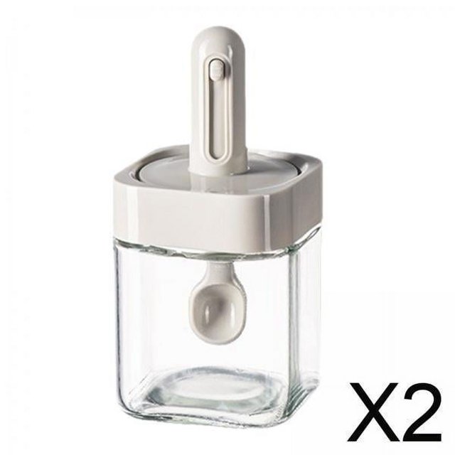 Tarro de especias,Tarro de especias con tapa retráctil para guardar cucharas,Recipiente para condimentos y pimentero multifunción,Organizador de aperitivos para la cocina,caja de