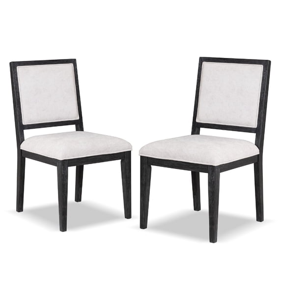 Kizie Dining Side Chair Set of 2-Farmhouse Panel Design-Black Wood
