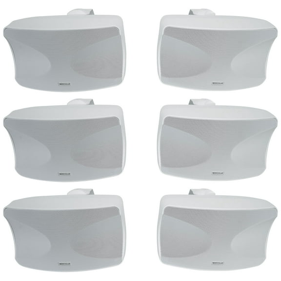 (6) Rockville WET-44 PRO Dual 4" 4-Way Swivel 70V Commercial Speakers in White