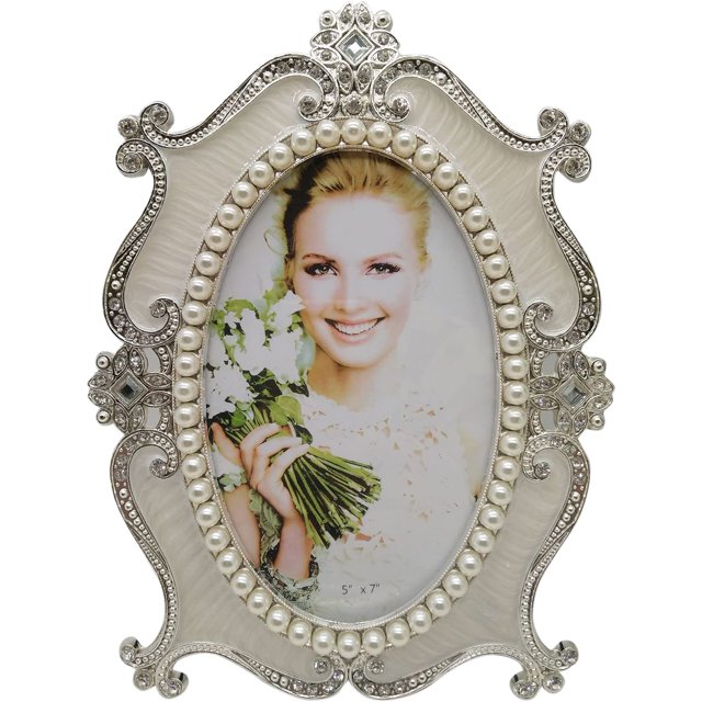 Metal Vintage Photo Frames Ellipse Pearl Retro Oval Antique Picture