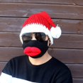 thumbnail image 2 of Pink Divertida máscara de barba decoración sombrero de Papá Noel unisex cómodo rojo para adultos niños, 2 of 5