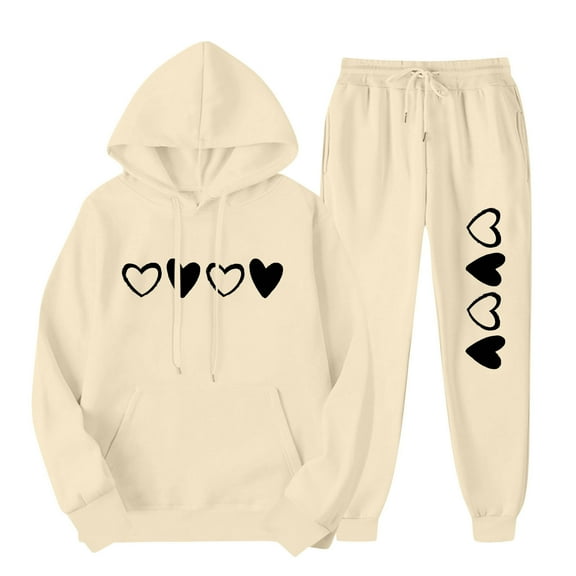 Women's Sweat Suits Plus Size Fashion Sports Casual Coat Long Pants Hooded Sweater Pants Set Long Sleeve Hooded Set