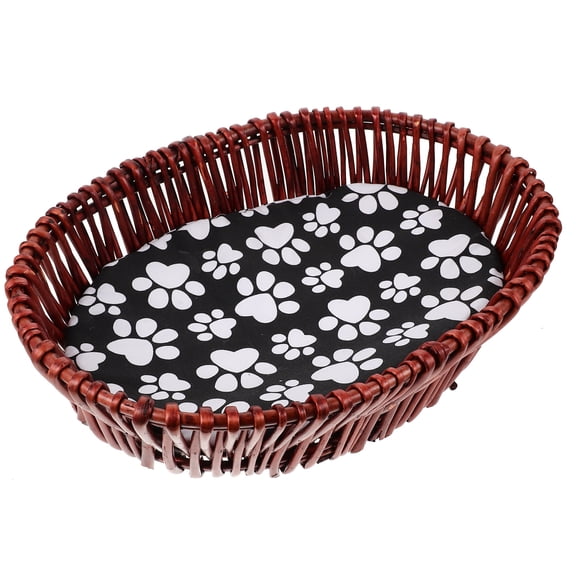 MEIBUTYUP Rattan Woven Dog Bed Dark Brown 1Set