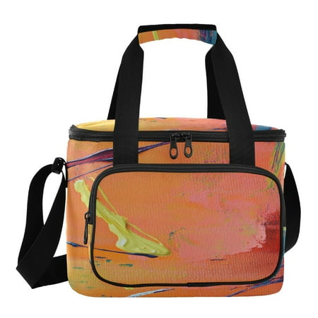 

24 Can Cooler Bag Lunch Bag Picnic Bag Portable Travel Beach Camping Picnic Coolers Bag Yellow Abstract Painting