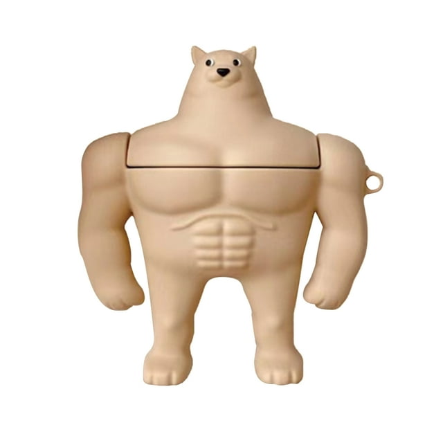Flmtop Earphone Case Anti-scratch Soft Silicone Cute Anime Muscle Shiba Inu Wireless Bluetooth-compatible Headphone Protective Cover for AirPods 1/2/Pro