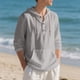 thumbnail image 5 of pstuiky camisas de hombre de manga larga, Suéter playero informal de manga larga con capucha y cordón ajustable para hombre Tops casuales para hombres s, 5 of 9