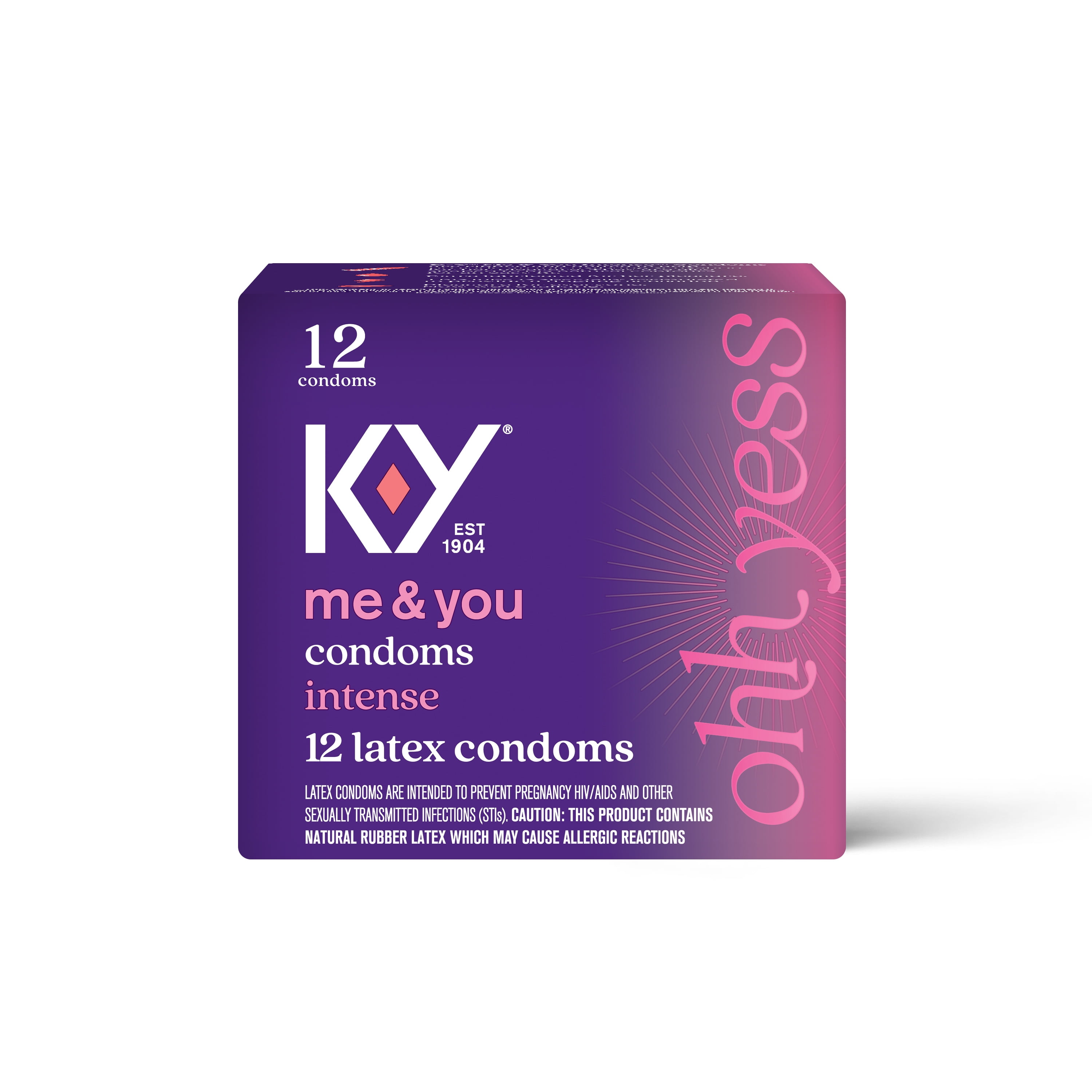 Condoms, KY Intense Latex Condoms, SiliconeBased Lubricant, Ribbed