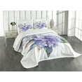 thumbnail image 2 of Ambesonne Watercolor Quilted Bedspread Set 3 Pcs, Blooming Hydrangea, Queen Size, Violet Blue, 2 of 4