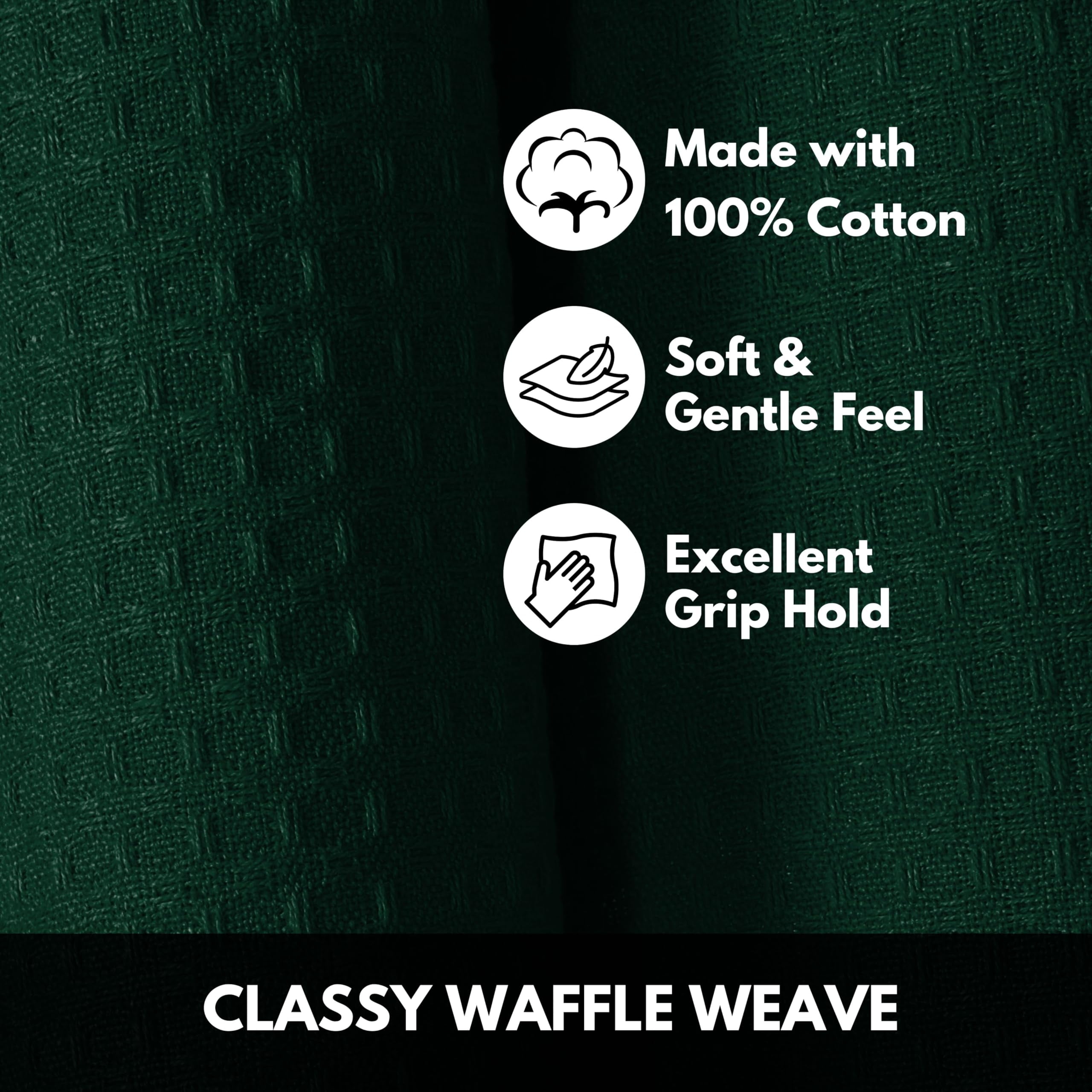 Softopia Cotton Forest Green Kitchen Dish Towels Set of 12-100% Cotton Waffle Weave, Super Absorbent, Soft, Quick Drying, 16x26 Inches, Ideal for Cleaning, Bar, Tea, and Everyday Use, Olive Green