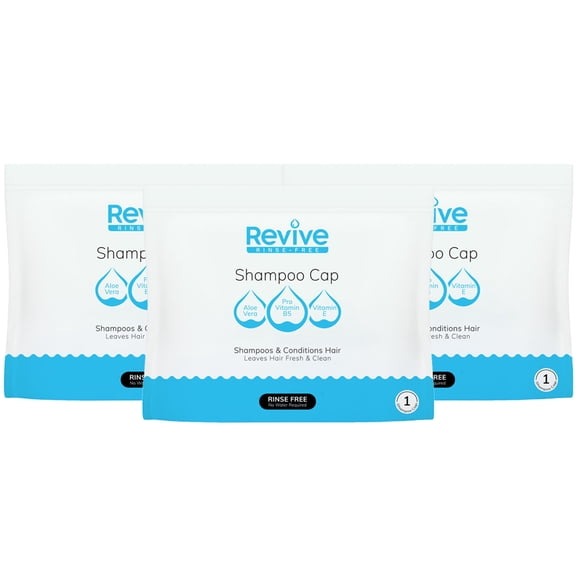 New Road Health Supply - Rinse Free Shampoo Cap, Shampoo and Condition Without Water, Shower Cap for Women and Men, PH Balanced and Hypoallergenic, for Post-Surgery, Bedridden and Elderly, 3-Pack