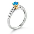 thumbnail image 3 of Gem Stone King 925 Silver and 10K Yellow Gold Ring Blue Simulated Opal Solitaire Engagement Ring for Women (0.25 Cttw, Gemstone October Birthstone, Round Cabochon 4MM, Size 7), 3 of 4
